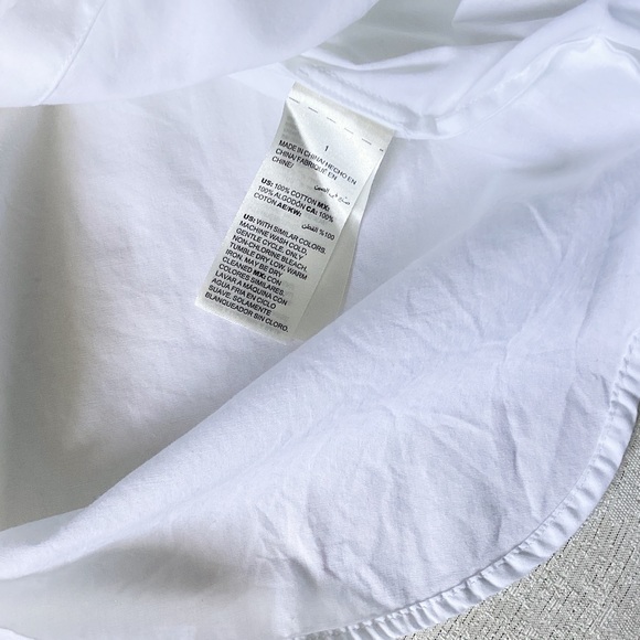 Chico’s Lace-Up Sleeve Shirt Woman’s 1 Small or 8 White 3/4 Length Sleeves - Picture 9 of 15